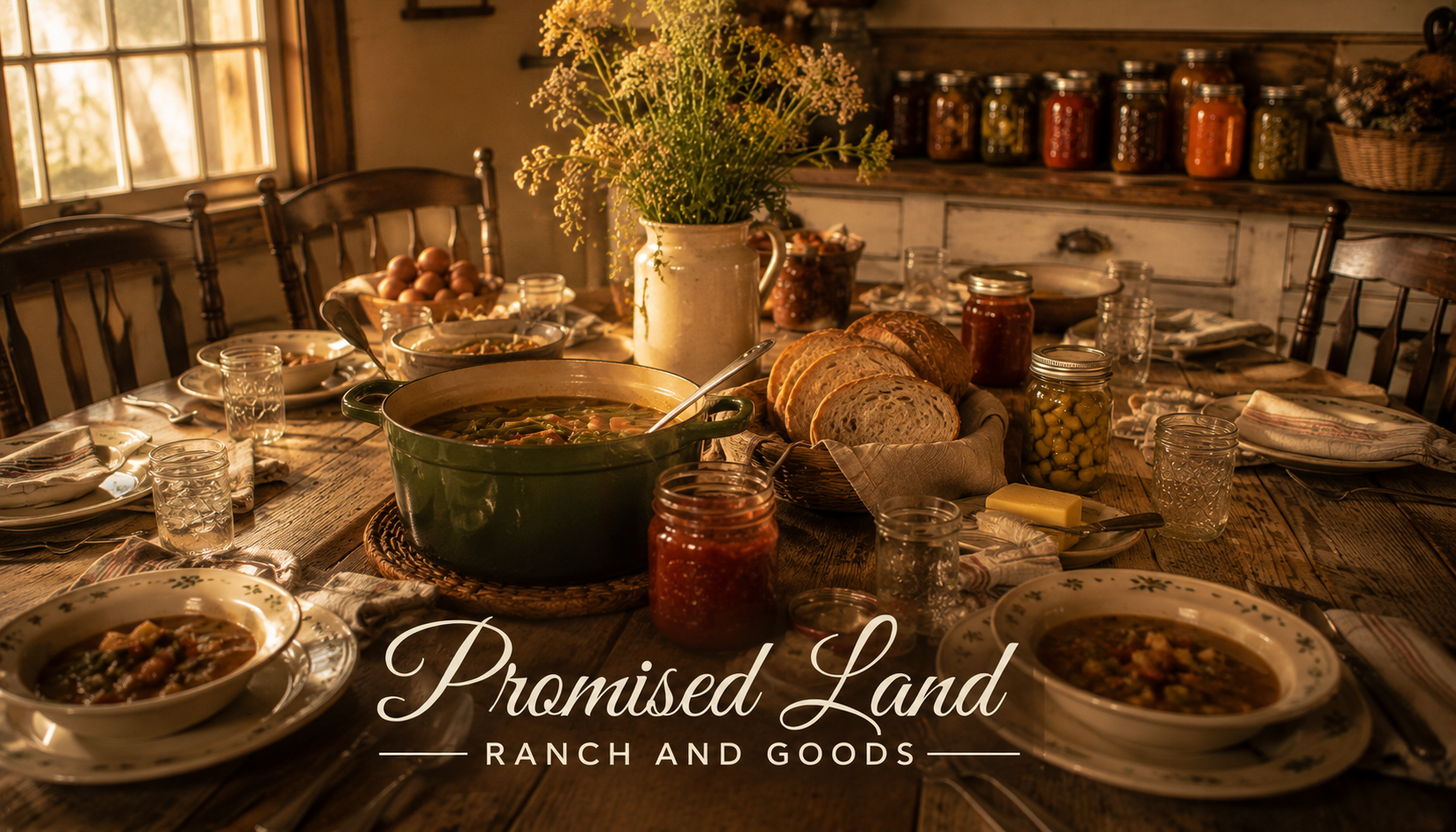 farmstead table memories family gathered meal summer harvest Promised Land Ranch