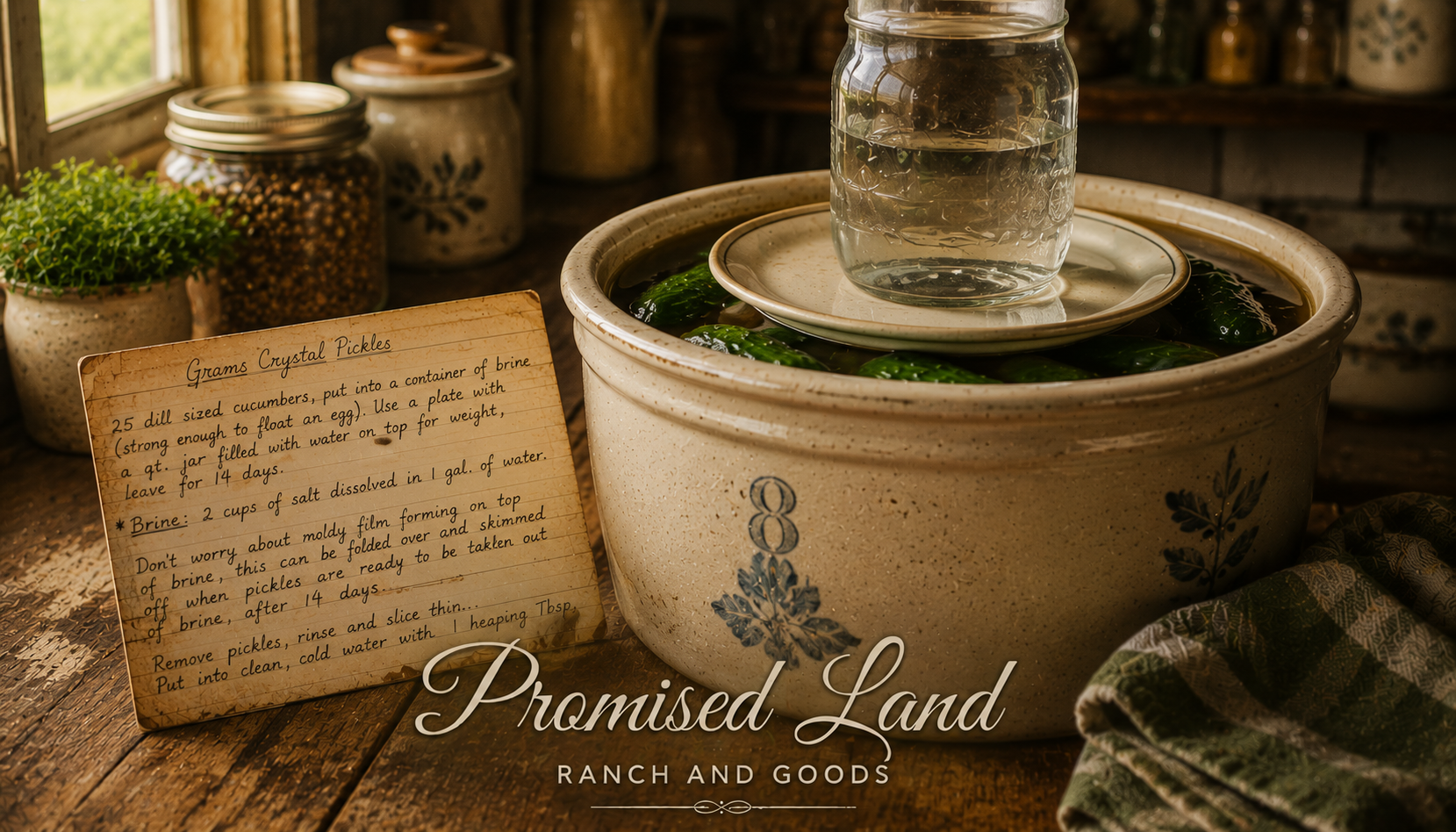 homemade pickles from scratch Gram's crystal pickles recipe card family heirloom farmstead