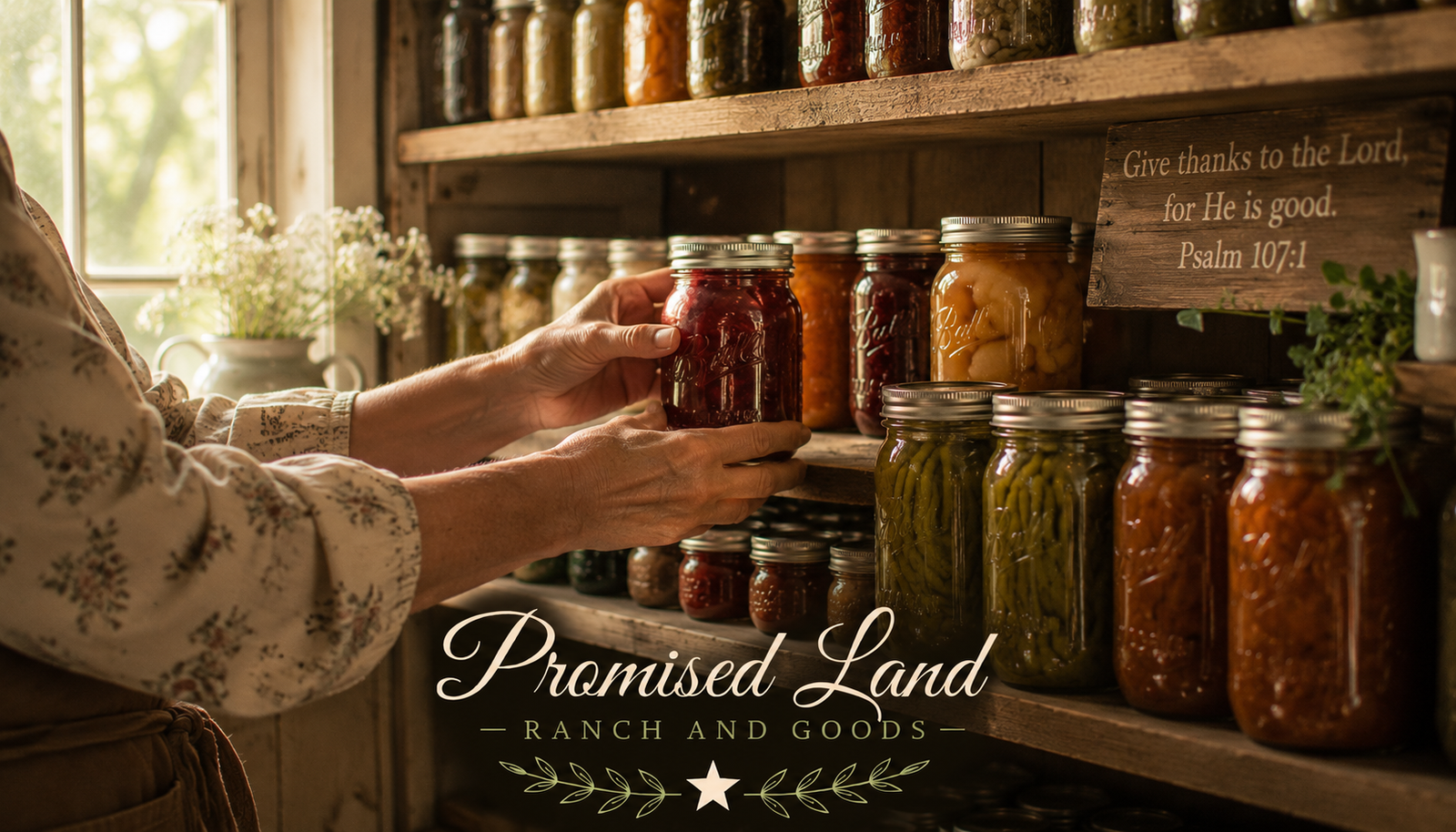 laid up in store farmstead pantry new chapter faith trust God full shelves