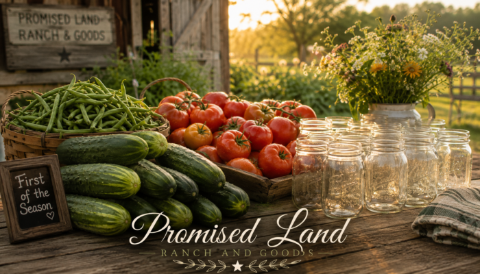 from garden to shelf farmstead summer harvest beginning produce coming in Promised Land Ranch